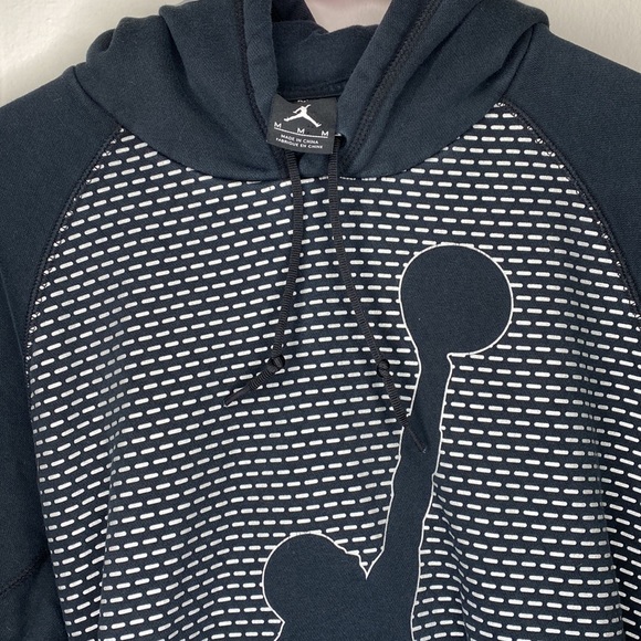 Vintage NIKE Michael Air Jordan Mens M Black Pullover Hoodie Flight Logo Swoosh - Picture 3 of 4